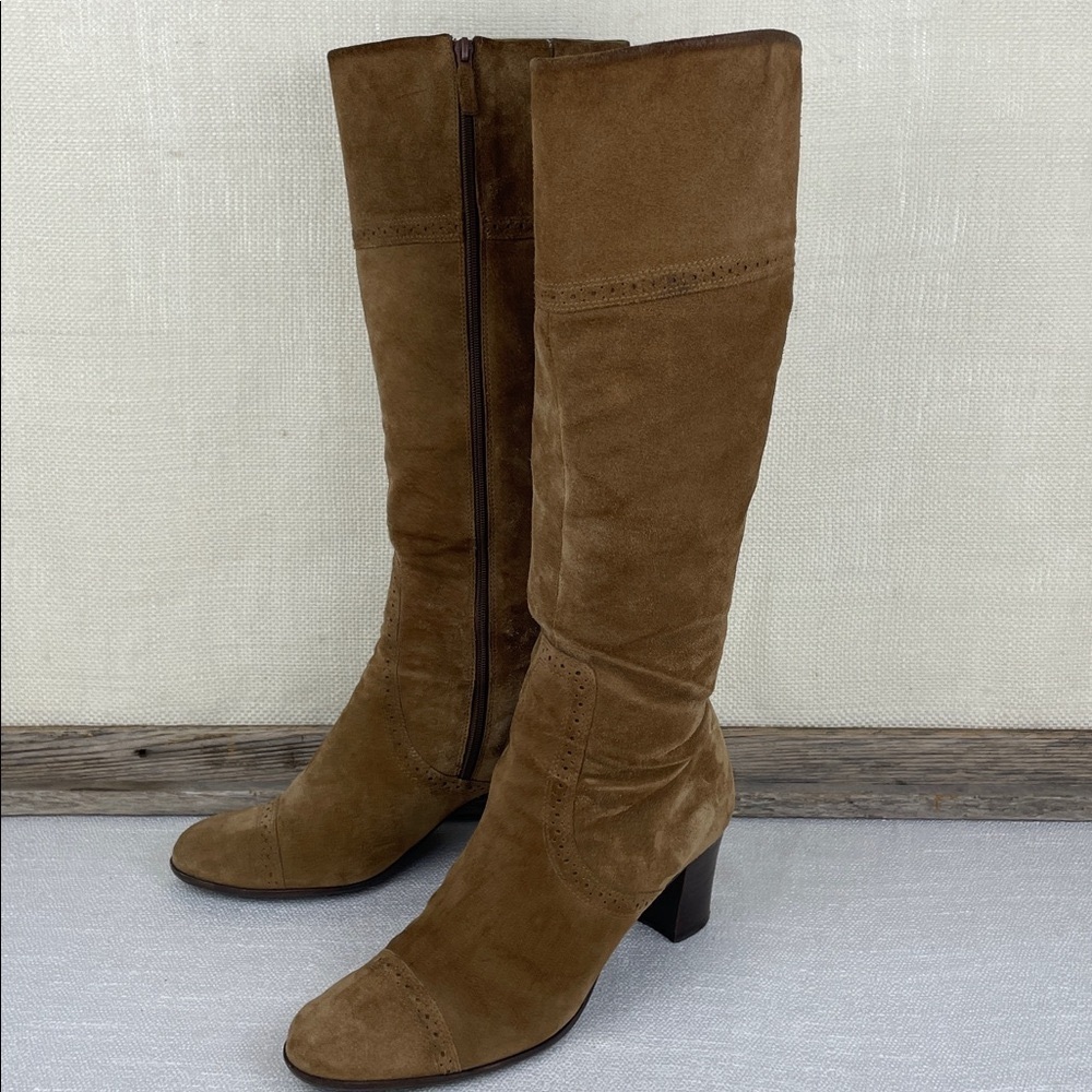 Talbots Caramel Brown Suede Heeled Boots
